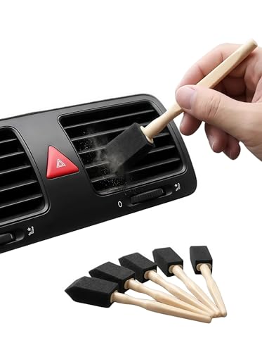 5PCS Car AC Vent Cleaning Brush Set, Foam Detail Duster for Air Vents, Dashboard, Blinds, Keyboard (5,Black) - color: Black