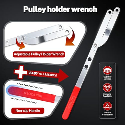 BILITOOLS 16PCS Pulley Holder Tool Set, Step Pin Wrench for Cam & Crank | Step Pins Sizes: 6-10mm, 8-11mm, 10-12mm & 11-16mm, Fits Camshaft, Crankshaft & Deep Groove Pulleys, CR-V Steel