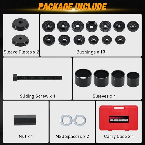GOOACC Wheel Bearing Removal Tool Kit, 23PCS Wheel Bearing Press Kit for Front Wheel Drive Bearing Removal & Installation Universal Hub Bushing Press Sleeves Puller Tool Set with Sliding Screws, Red - color: 23pc Wheel Bearing Removal Red