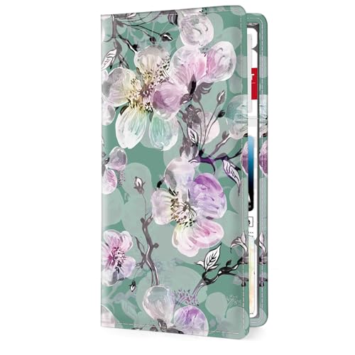 Car Registration and Insurance Holder，Colour Patterns Men Women Car License Document Registration and Insurance Card Holder - color: Green Flower