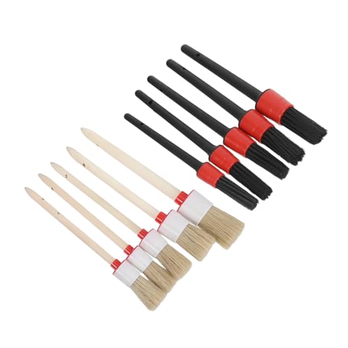 VOSAREA 10pcs Car Interior Detailing Brush Set for Air Vents and Dashboard Cleaning, Rounded Pp Material Brushes with Efficient Dirt Removal and Easy Storage, Compact Portable Tools