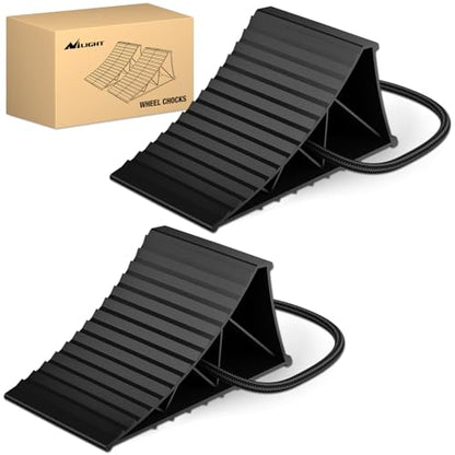 Nilight Wheel Chocks, Heavy Duty Wheel Stopper for Car, Truck, RV, Trailer, Caravan, Motorcycle, 8.7" x 4.8" x 4.2", 2-Pack(Black) - color: Black