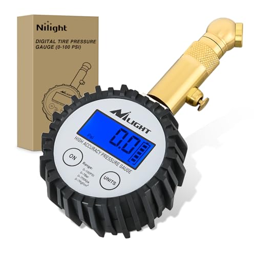 Nilight Digital Tire Pressure Gauge 100PSI Heavy Duty Stainless Steel Air Chucks ANSI 2A Certified Large Dial Wheel Service Checker for Truck Semi Truck ATV Motorhome Cars & RV Accessories - color: Digital Tire Gauge