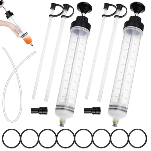 2-Pack 500CC Automotive Fluid Extractor Pump, Manual Oil Change Syringe with 50cm Rubber Hose, Manual Suction Vacuum Fuel Car Transfer for Power Steering