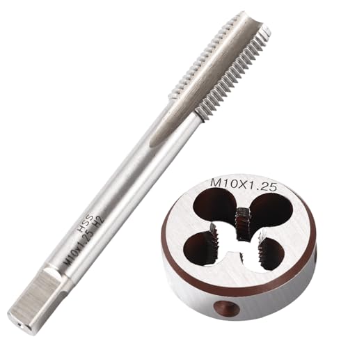 M10 x 1.25 Metric Thread Tap and Die Set, M10 x 1.25mm High-speed Steel Machine Tap Die Set Right Hand - size: M10 x 1.25mm