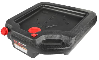 MaxWorks 51165 16-Quart Oil Drain Container, Black – Deep Drain Well, Ergonomic Handles, Spill-Resistant Design, Upright or Flat Storage – Ideal for Trucks, SUVs, and Farm Equipment