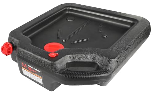MaxWorks 51165 16-Quart Oil Drain Container, Black – Deep Drain Well, Ergonomic Handles, Spill-Resistant Design, Upright or Flat Storage – Ideal for Trucks, SUVs, and Farm Equipment