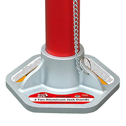 BIG RED T43004 Torin Aluminum Jack Stands with Locking Support Pins: 3 Ton (6,000 lb) Capacity, Red/Silver, 1 Pair - color: RED
