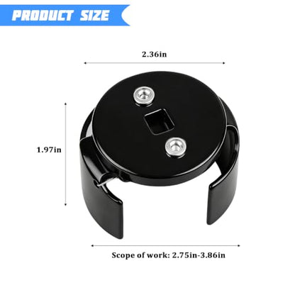 Car Oil Filter Wrench, Adjustable 2 Jaw 3/8'' Drive Vehicle Fuel Filter Spanner Removal Tool, 2.75 to 3.86 Inch Cap Style Automotive Oil Filtering Wrench, Universal for SUV RV Truck