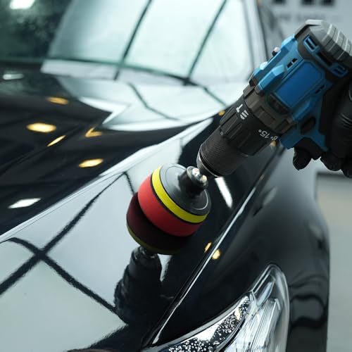 Dual Action Power System Tool, Forced Dual Action Polisher Adapter Detailing Tool with 3Pcs Polishing Pads For Cordless Drill for Car Polishing, Buffing, Waxing and Compounding -DAPSTS3