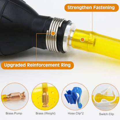 Gasoline Transfer Pump - Fuel Transfer Pump, Gas Pump Portable Hand Fuel Siphon Pump, Oil, Diesel, Water, Liquid, Fluid, High Flow 10 Ft Siphon Hose for Gasoline - color: Yellow