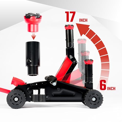 2 Ton (4,400 lbs) Hydraulic Off-Road Floor Jack with Big Wheels, Heavy-Duty Steel Construction, Adjustable Height Saddle for Trucks, SUVs & ATVs