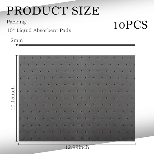 10PCS Oil Absorbent Pads 13 * 10.1",Powerful Polypropylene Oil Spill Mat Absorbs Soaks Coolant/Oil/Grease/Water-Based Fluids,Universal Reusable Oil Drain Splash Pad Car Accessories - color: 10PCS