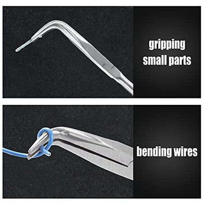11-Inch Long Reach Bent Nose Pliers with Serrated Jaws 90 Degree Angled Needle Nose Plier Angled Pliers, Long Reach Plier for Hard to Reach Narrow Spaces & Limited Clearance Areas - style: 90 Degree angled pliers