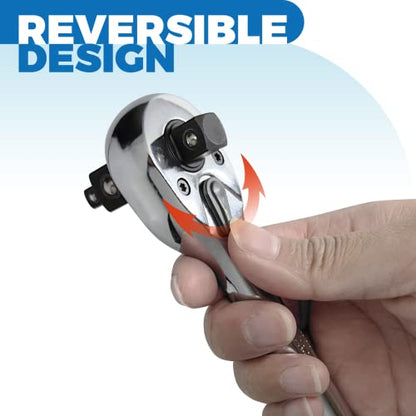 Der Erwachte 3-IN-1 Ratchet Handle | 1/4", 3/8", 1/2", Ratchet Wrench, Socket Wrench, 72-Tooth, Reversible Switch, Full-Polished Chrome Plating, Cr-V Steel - size: 3IN1 Ratchet