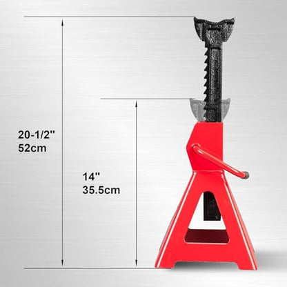 Big RED AT43006UR Steel Jack Stands: 3 Ton (6,000 LBs) Capacity, 2 Pack, RED - size: 3 ton, style: Extended Height Steel