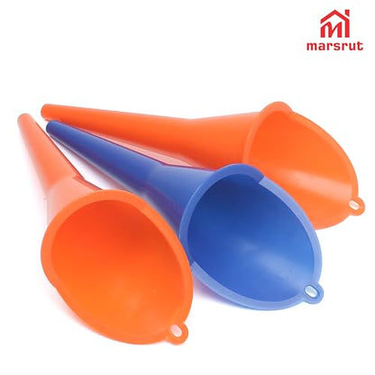 3pcs Oil Funnel Long Neck for Motorcycle Automotive Use, Skinny Multi Function Purpose for All Car Engine Gasoline Lubricants Water Diesel Fuel Kerosene Oils Other Liquids, Plastic Spill Saver Filling