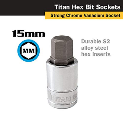 Titan 15615 1/2-Inch Drive x 15mm Hex Bit Socket - size: 15mm