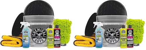 Chemical Guys HOL_128 Car Cleaning Kit, with Car Wash Soap, Car Wash Bucket and 16oz Car Care Cleaning (8 items) (Pack of 2) - style: 2 PACK KIT
