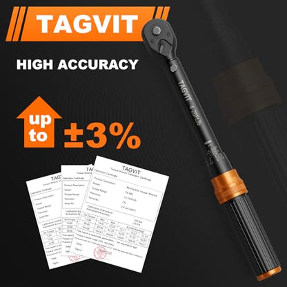 1/4 3/8 1/2-inch Drive Click Torque Wrench, 3Pcs 4-20Ft.lb, 5-45Ft.lb, 15-165Ft.lb Torque Wrench Set with ±3% Accuracy, 72-Tooth, Dual-Direction for Bike, Motorcycle, Car Repair - size: 4-20+5-45+15-165 ft.lb (3 PCS), style: 1/4+3/8+1/2-Inch