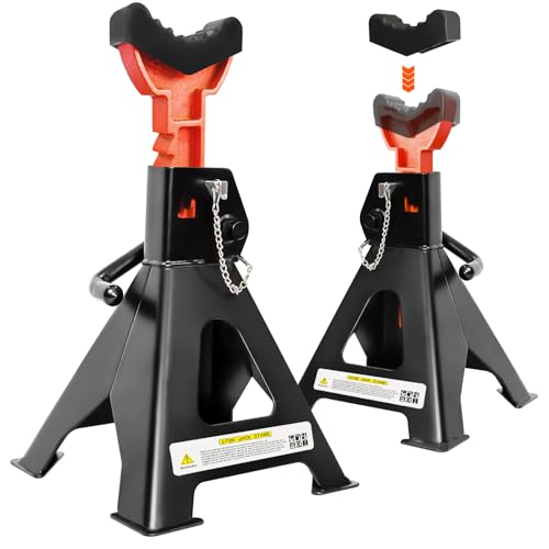 YATOINTO Jack Stands 6 Ton (13,200 LBs), 15.6"-23.4" Adjustable with Double Pin Locking,Heavy Duty Jack Stands with Extra Rubber Pads,Car Lifts for Home Garage 1 Pair Black - color: Black+Orange, size: 6 Ton Double Pin Locking with Rubber Pads