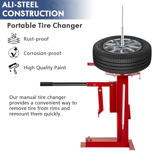 Manual Tire Changer with Bead Breaker, Fits 4"-16.5" Tires | Heavy-Duty Portable Tire Changer, No Power Required, Ideal for ATV, Lawn Equipment, Cars & Light Trucks