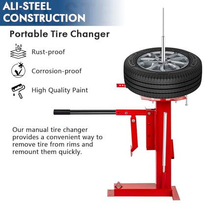 Manual Tire Changer with Bead Breaker, Fits 4"-16.5" Tires | Heavy-Duty Portable Tire Changer, No Power Required, Ideal for ATV, Lawn Equipment, Cars & Light Trucks