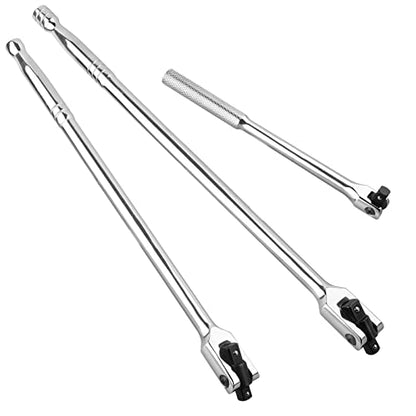 MAXPOWER 3-pieces Breaker Bar Set 10" 15" 18" | Dual Drive 1/2" and 3/8" Breaker Bars, Flexible Flex Handle Phosphate Head - size: Set: 10 inch, 15 inch, 18 inch