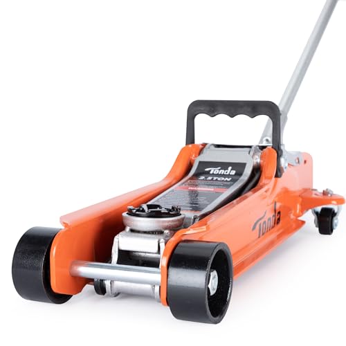 TONDA Low Profile Car Jack, 2.5 Ton (5,000 lb) Hydraulic Trolley Floor Jack for Garage, Home, Shop, Lifting Range 3.35" to 14.57", Orange - color: ORANGE