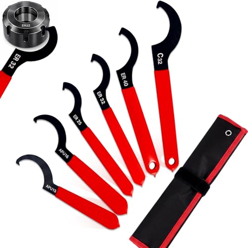 Poweka Coilover Spanner Wrench Set 6PCS Universal Shock Adjustment Tool | Steel Hook Wrench Set for Coil Over Suspension Adjustment and Motorcycle Shock Settings, Universal Spanner Tools
