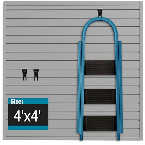 Brakki Slat Wall Paneling 4x4 Ft, Slatwall Garage Organizer Storage System | PVC Slatwall Panels, Garage Organization Product, Heavy Duty Wall Mounted, Tool Storage for Home, Grey - color: Grey, size: 4x4 ft