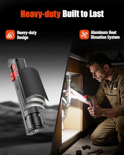 Magnetic Work Light with Red Beam, 1300LM Rechargeable Mechanic Flashlight CRI 95+ True Color, 4600mAh Under Hood Light with Magnetic Base for Car Repair, Garage & DIY