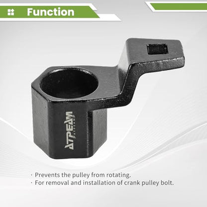 ATP 50mm Cranks Crankshaft Pulley Removal Wrench Holder Tool Remover and Installer Socket Wrench Removal Holding Spanner kit Compatible with Honda and Acura Engines