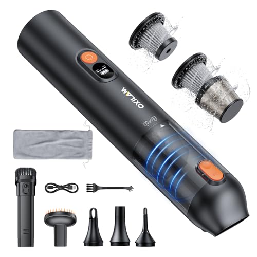 OXILAM Car Vacuum Portable - Handheld Vacuum Cordless 14000PA High Power, Blow & Suction 2 in 1, Up to 30 Mins Runtime, Cordless Vacuum Cleaner for Home, Car, Office, Gifts for Men & Women - color: Black