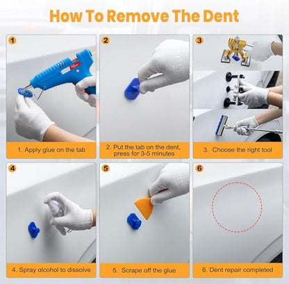 Auto Paintless Dent Removal Kit – Adjustable Paintless Dent Repair Tool for Auto, Motorcycle, & Metal Surfaces, Complete Car Dent Puller kit Quick Fix for Small & Large Dings, Hail Damage