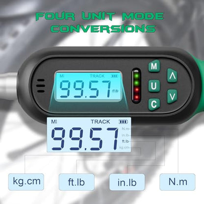 1/2 Inch Drive Digital TorqueWrench, 5.02-99.57Ft.lb/6.8-135N.m, Electronic Torque Wrench with Preset Value, Buzzer & LED Indicator, ±2% Accuracy Torque Wrench for Bike, Motorcycles - size: 5-99.5 Ft-lb/6.8-135 Nm, style: 1/2-Inch