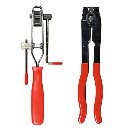 2PCS Car CV Boot Clamp Pliers, Automotive Joint Banding Tool with Cutter, CV Axle Boot Clamp Plier, Portable Vehicle Repair Tool Set for Most Cars, ATVs, UTVs (Red)