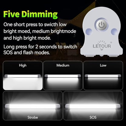 LETOUR LED Tube Magnetic Light Work Lights 6000Lumens 10400mAh 5 Lighting Options Camping Lantern USB Rechargeable Portable Battery Powered Lights with 2 Magnets Endurance for 80 Hours - size: 13.38in