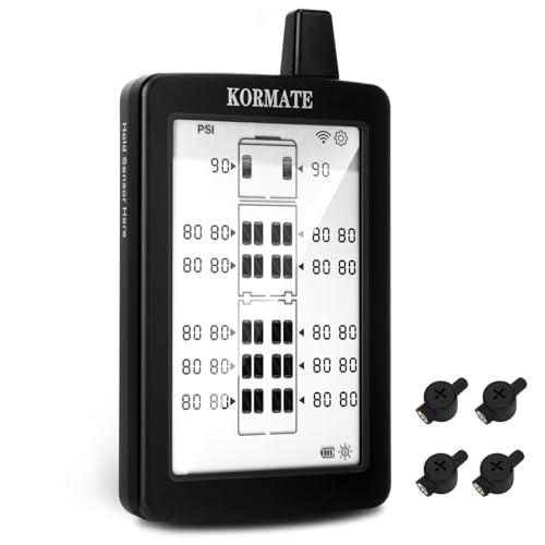 TPMS Tire Pressure Monitoring System Displayed Vertically,All Tires Pressure and Temp simultaneously,Solar Power,for RV,Semi Truck,Motorhome,5th Wheel,Trailer (Flow Thru, 4 Sensors) - color: Flow Thru, size: 4 Sensors