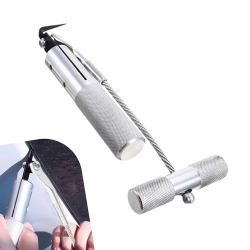 Windshield Removal Tool, Carbon Steel Windscreen Trim Remover, Professional Effort-saving Windshield Removal Tool kit with Non-slip Handle, Universal for Most Vehicles (Silver)