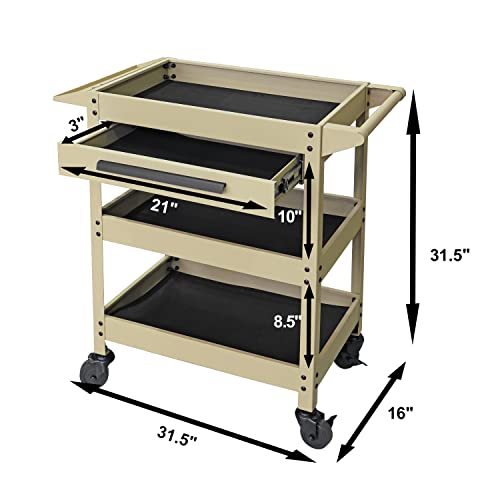 GSTANDARD APTB311Y Torin 3 Layer Rolling Tool Cart: Multifunction Utility Cart with One Slide Drawer and Service Cart for Home, Garage, Kitchen, Office or Cafe, Yellow - color: Yellow, style: 3 Shelves with Drawer