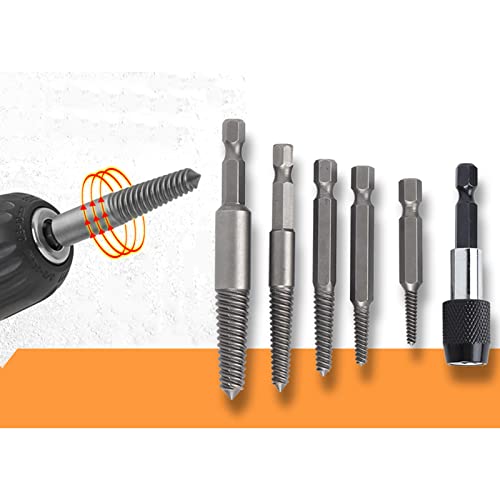 Screw Extractor Set, 6 Pcs Headless Broken Screw Remover, Damaged Stud Removal Tool, Professional Grade Kit with Post, for Mechanics, Automotive Repair, Woodworking, DIY Projects,