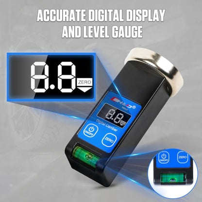Universal Digital Camber Gauge Wheel Alignment Tool with ± 90° Wide Range | Magnetic Camber Alignment Kit Digital Display Positioning Bubble & Reset Key for Car Truck RV SUVs