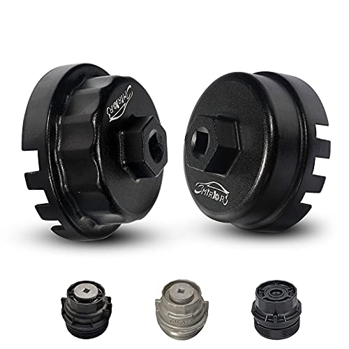 3mirrors 2Pcs Oil Filter Wrench Set, Aluminum Oil Filter Cap Removal Tool Compatible with ALL Toyota Lexus Scion RAV4 Camry Tundra Highlander with 64mm Cartridge Style Oil Filter System