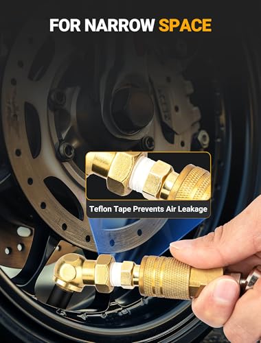 LUMITECO Dual Head Air Chuck Set, Heavy Duty Closed Ball Tire Chuck with 1/4'' Male NPT Quick Plug for 2-Way Quick Connection, No Leakage Tire Air Fill Kit for Tire Inflator Gauge and Air Compressor - size: Silver Head