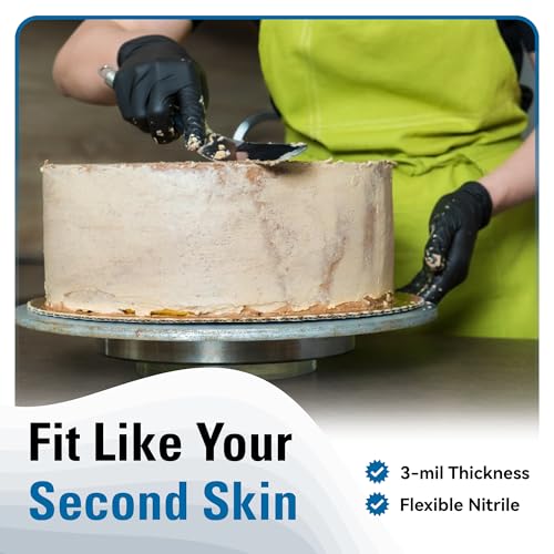 SWIFTLITE Disposable Nitrile Gloves Black, Food Safe Rubber Gloves Latex-Free Powder-Free for Cooking Food Prep Kitchen Clean - size: X-Large
