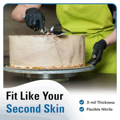 SWIFTLITE Disposable Nitrile Gloves Black, Food Safe Rubber Gloves Latex-Free Powder-Free for Cooking Food Prep Kitchen Clean - size: Small