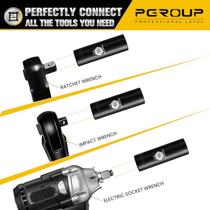3/8” Drive Deep Impact Socket, Metric(16mm socket), 6-Point, Cr-V Steel With Black Manganese Phosphate Coating - size: 16 mm