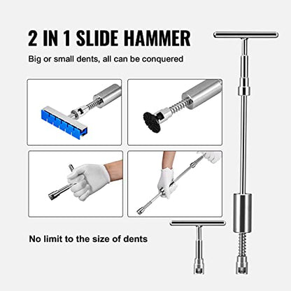 VEVOR 117 PCS Car Dent Puller Kit, Paintless Dent Repair Tool with Lifter, Slide Hammer & Suction Cup for Auto Body Dents, Hail Damage, Door Dings - style: 117PCS