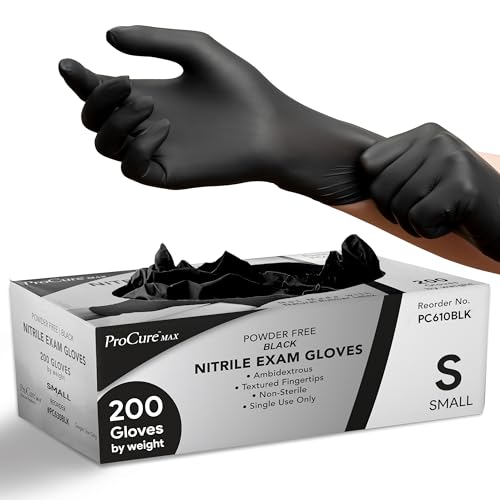 Black Nitrile Disposable Gloves | 200-Pack | Latex-Free for Medical, Surgical, Cleaning, Food Prep, Cooking, Tattoo - style: Small